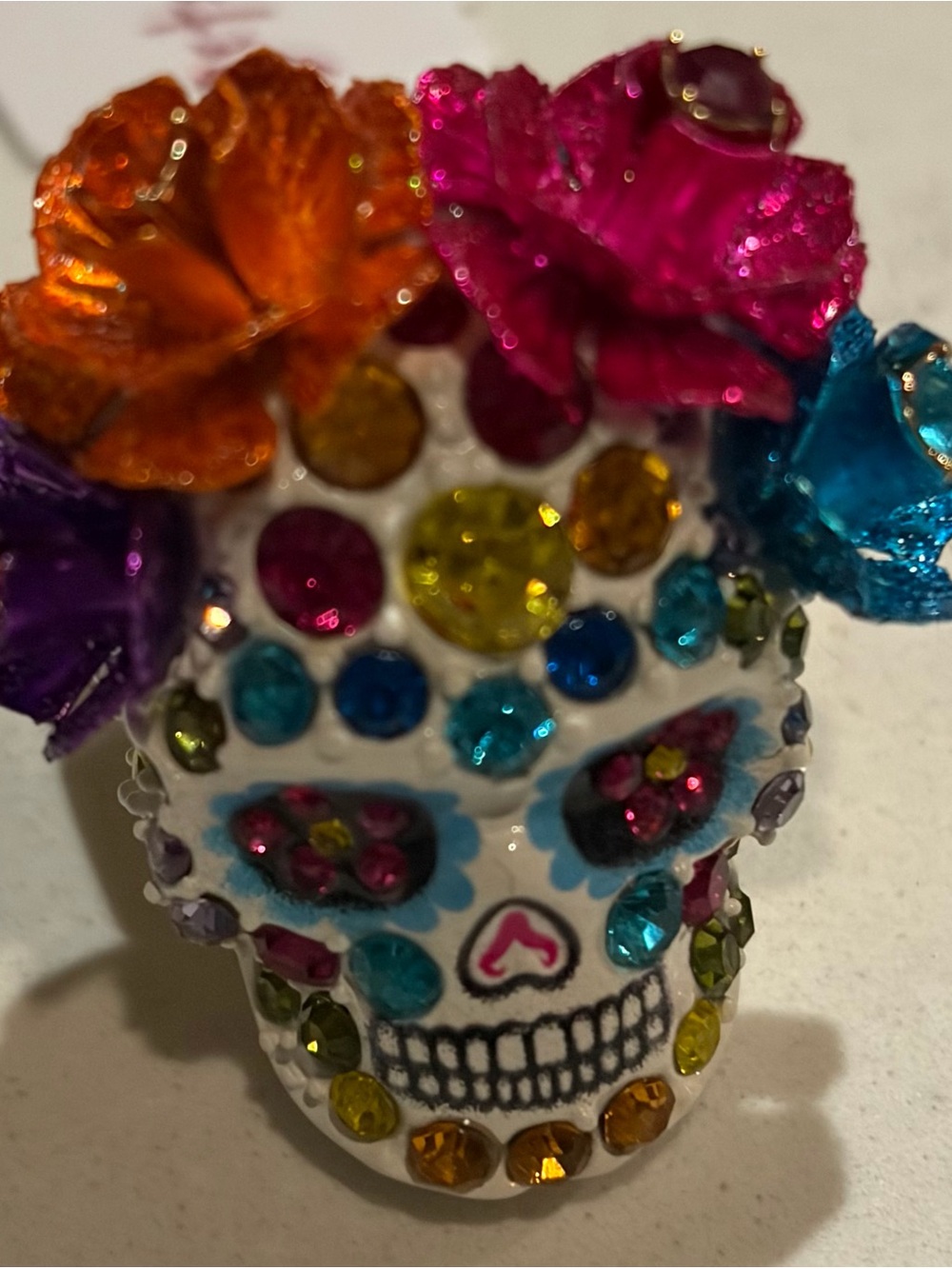 Betsey Johnson Jeweled Floral Sugar Skull Accent Ring